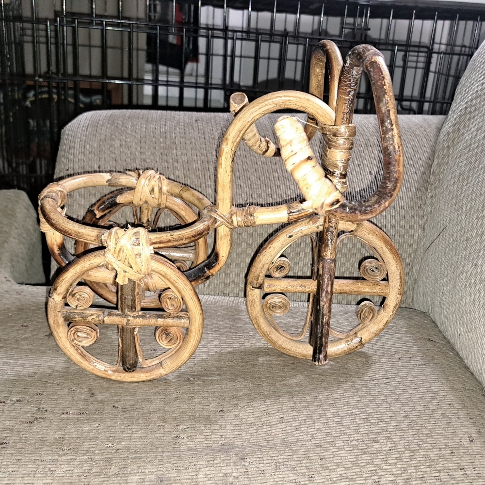 Vintage Bamboo Tricycle Plant Pot Holder